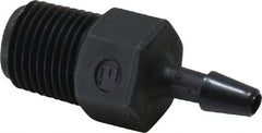 Made in USA - 1/8" Barb, 1/8, Nylon Single Barbed Tube Adapter - Black, Male - Exact Industrial Supply
