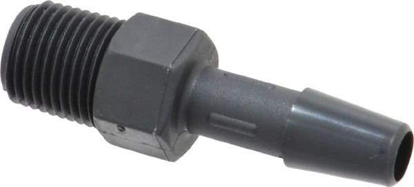 Made in USA - 1/4" Barb, 1/4, Nylon Single Barbed Tube Adapter - Black, Male - Exact Industrial Supply