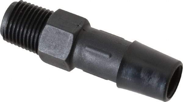 Made in USA - 3/8" Barb, 3/8, Nylon Single Barbed Tube Adapter - Black, Male - Exact Industrial Supply