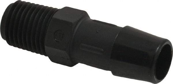 Made in USA - 1/2" Barb, 1/2, Nylon Single Barbed Tube Adapter - Black, Male - Exact Industrial Supply