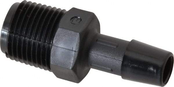 Made in USA - 3/8" Barb, 3/8, Nylon Single Barbed Tube Adapter - Black, Male - Exact Industrial Supply