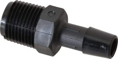 Made in USA - 3/8" Barb, 3/8, Nylon Single Barbed Tube Adapter - Black, Male - Exact Industrial Supply