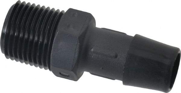 Made in USA - 1/2" Barb, 1/2, Nylon Single Barbed Tube Adapter - Black, Male - Exact Industrial Supply