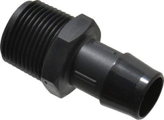 Made in USA - 3/4" Barb, 3/4, Nylon Single Barbed Tube Adapter - Black, Male - Exact Industrial Supply
