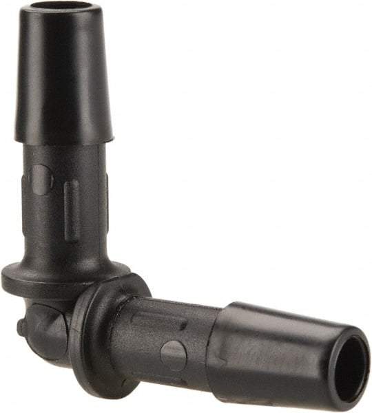 Made in USA - 1/4" Barb, Nylon Single Barbed Tube Elbow - Black - Exact Industrial Supply