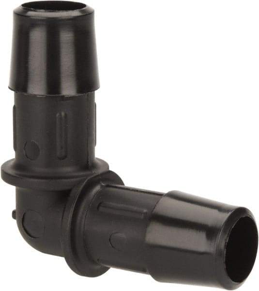 Made in USA - 1/2" Barb, Nylon Single Barbed Tube Elbow - Black - Exact Industrial Supply