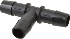 Made in USA - 1/2" Barb, Nylon Single Barbed Tube Tee - Black - Exact Industrial Supply