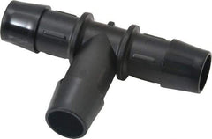 Made in USA - 5/8" Barb, Nylon Single Barbed Tube Tee - Black - Exact Industrial Supply