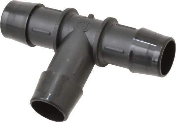 Made in USA - 3/4" Barb, Nylon Single Barbed Tube Tee - Black - Exact Industrial Supply