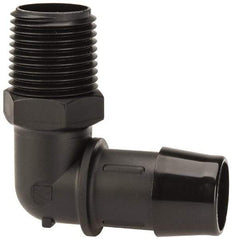 Made in USA - 3/4" Barb, 3/4, Nylon Single Barbed Tube Elbow - Black, Male - Exact Industrial Supply