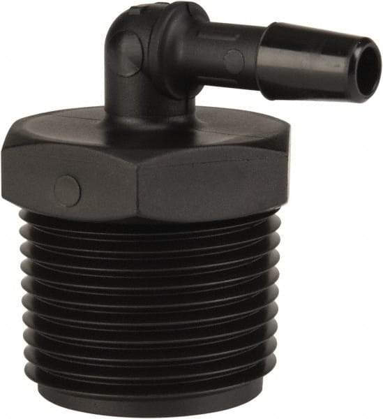 Made in USA - 1/4" Barb, 1/4, Nylon Single Barbed Tube Elbow - Black, Male - Exact Industrial Supply