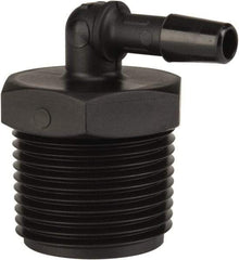 Made in USA - 1/4" Barb, 1/4, Nylon Single Barbed Tube Elbow - Black, Male - Exact Industrial Supply