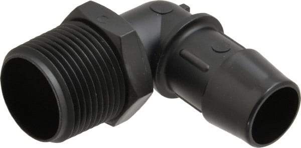 Made in USA - 3/4" Barb, 3/4, Nylon Single Barbed Tube Elbow - Black, Male - Exact Industrial Supply