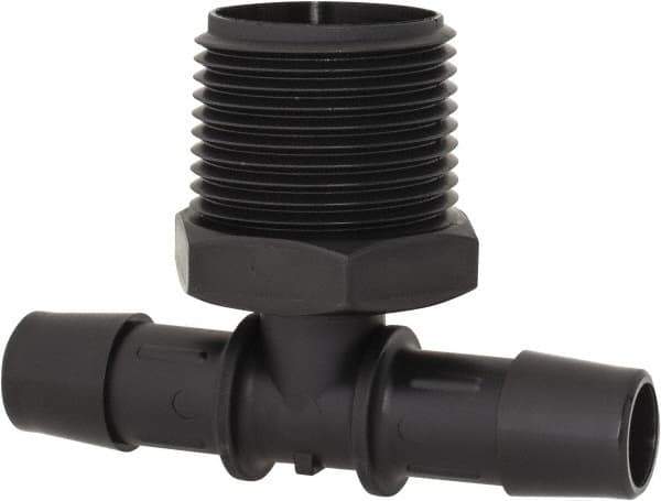 Made in USA - 1/2" Barb, 1/2, Nylon Single Barbed Tube Branch Tee - Black, Male - Exact Industrial Supply