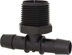 Made in USA - 1/2" Barb, 1/2, Nylon Single Barbed Tube Branch Tee - Black, Male - Exact Industrial Supply