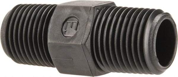 Made in USA - 1/8 NPT Nylon Threaded Tube Fitting - Black - Exact Industrial Supply