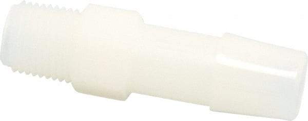 Made in USA - 3/8" Barb, 3/8, Nylon Single Barbed Tube Adapter - Natural, Male - Exact Industrial Supply