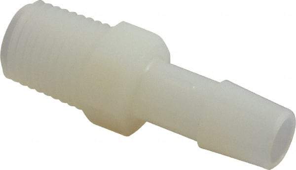 Made in USA - 3/8" Barb, 3/8, Nylon Single Barbed Tube Adapter - Natural, Male - Exact Industrial Supply