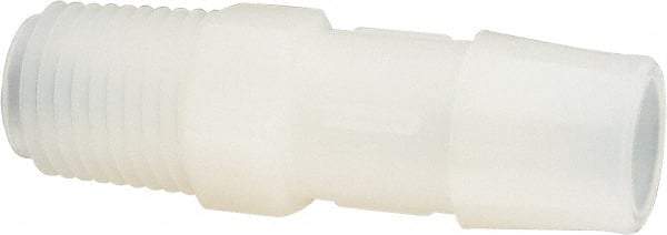 Made in USA - 1/2" Barb, 1/2, Nylon Single Barbed Tube Adapter - Natural, Male - Exact Industrial Supply