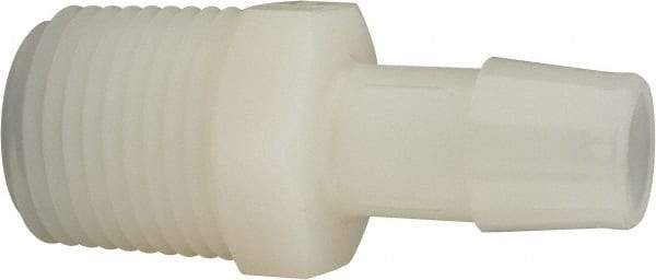 Made in USA - 1/2" Barb, 1/2, Nylon Single Barbed Tube Adapter - Natural, Male - Exact Industrial Supply