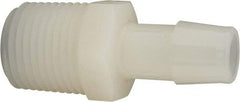 Made in USA - 1/2" Barb, 1/2, Nylon Single Barbed Tube Adapter - Natural, Male - Exact Industrial Supply