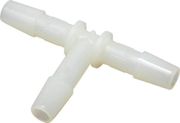 Made in USA - 1/4" Barb, Nylon Single Barbed Tube Tee - Natural - Exact Industrial Supply