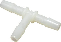 Made in USA - 1/4" Barb, Nylon Single Barbed Tube Tee - Natural - Exact Industrial Supply