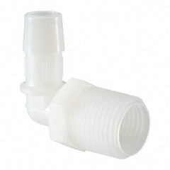 Made in USA - 1/2" Barb, 1/2, Nylon Single Barbed Tube Elbow - Natural, Male - Exact Industrial Supply