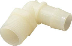 Made in USA - 3/4" Barb, 3/4, Nylon Single Barbed Tube Elbow - Natural, Male - Exact Industrial Supply