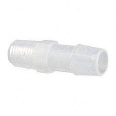 Made in USA - 1/2" Barb, 1/2, Polypropylene Single Barbed Tube Adapter - Natural, Male - Exact Industrial Supply