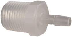 Made in USA - 1/4" Barb, 1/4, Polypropylene Single Barbed Tube Adapter - Natural, Male - Exact Industrial Supply