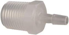 Made in USA - 1/4" Barb, 1/4, Polypropylene Single Barbed Tube Adapter - Natural, Male - Exact Industrial Supply