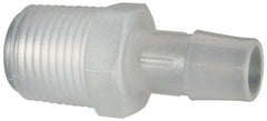 Made in USA - 1/2" Barb, 1/2, Polypropylene Single Barbed Tube Adapter - Natural, Male - Exact Industrial Supply