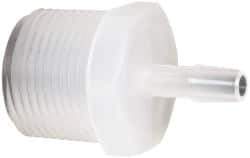 Made in USA - 1/4" Barb, 1/4, Polypropylene Single Barbed Tube Adapter - Natural, Male - Exact Industrial Supply