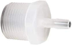 Made in USA - 1/4" Barb, 1/4, Polypropylene Single Barbed Tube Adapter - Natural, Male - Exact Industrial Supply