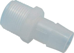 Made in USA - 3/4" Barb, 3/4, Polypropylene Single Barbed Tube Adapter - Natural, Male - Exact Industrial Supply
