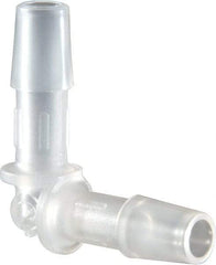Made in USA - 1/4" Barb, Polypropylene Single Barbed Tube Elbow - Natural - Exact Industrial Supply