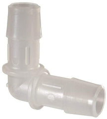 Made in USA - 1/2" Barb, Polypropylene Single Barbed Tube Elbow - Natural - Exact Industrial Supply