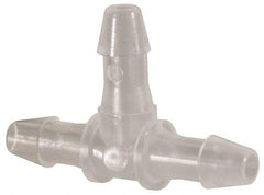 Made in USA - 3/32" Barb, Polypropylene Single Barbed Tube Tee - Natural - Exact Industrial Supply