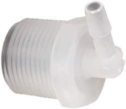 Made in USA - 1/4" Barb, 1/4, Polypropylene Single Barbed Tube Elbow - Natural, Male - Exact Industrial Supply