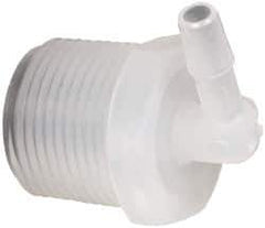 Made in USA - 1/4" Barb, 1/4, Polypropylene Single Barbed Tube Elbow - Natural, Male - Exact Industrial Supply