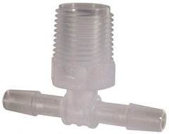 Made in USA - 1/4" Barb, 1/4, Polypropylene Single Barbed Tube Branch Tee - Natural, Male - Exact Industrial Supply
