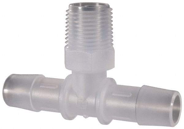 Made in USA - 1/2" Barb, 1/2, Polypropylene Single Barbed Tube Branch Tee - Natural, Male - Exact Industrial Supply