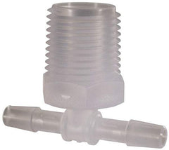 Made in USA - 1/4" Barb, 1/4, Polypropylene Single Barbed Tube Branch Tee - Natural, Male - Exact Industrial Supply