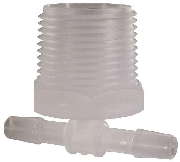 Made in USA - 1/4" Barb, 1/4, Polypropylene Single Barbed Tube Branch Tee - Natural, Male - Exact Industrial Supply