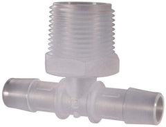 Made in USA - 1/2" Barb, 1/2, Polypropylene Single Barbed Tube Branch Tee - Natural, Male - Exact Industrial Supply