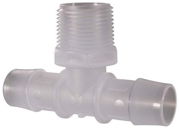 Made in USA - 3/4" Barb, 3/4, Polypropylene Single Barbed Tube Branch Tee - Natural, Male - Exact Industrial Supply