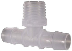 Made in USA - 3/4" Barb, 3/4, Polypropylene Single Barbed Tube Branch Tee - Natural, Male - Exact Industrial Supply