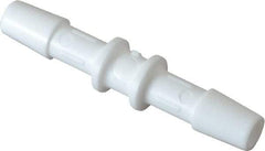 Made in USA - 1/4" Barb, Polypropylene Single Barbed Tube Splicer - White - Exact Industrial Supply