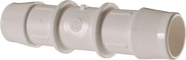 Made in USA - 3/4" Barb, Polypropylene Single Barbed Tube Splicer - White - Exact Industrial Supply